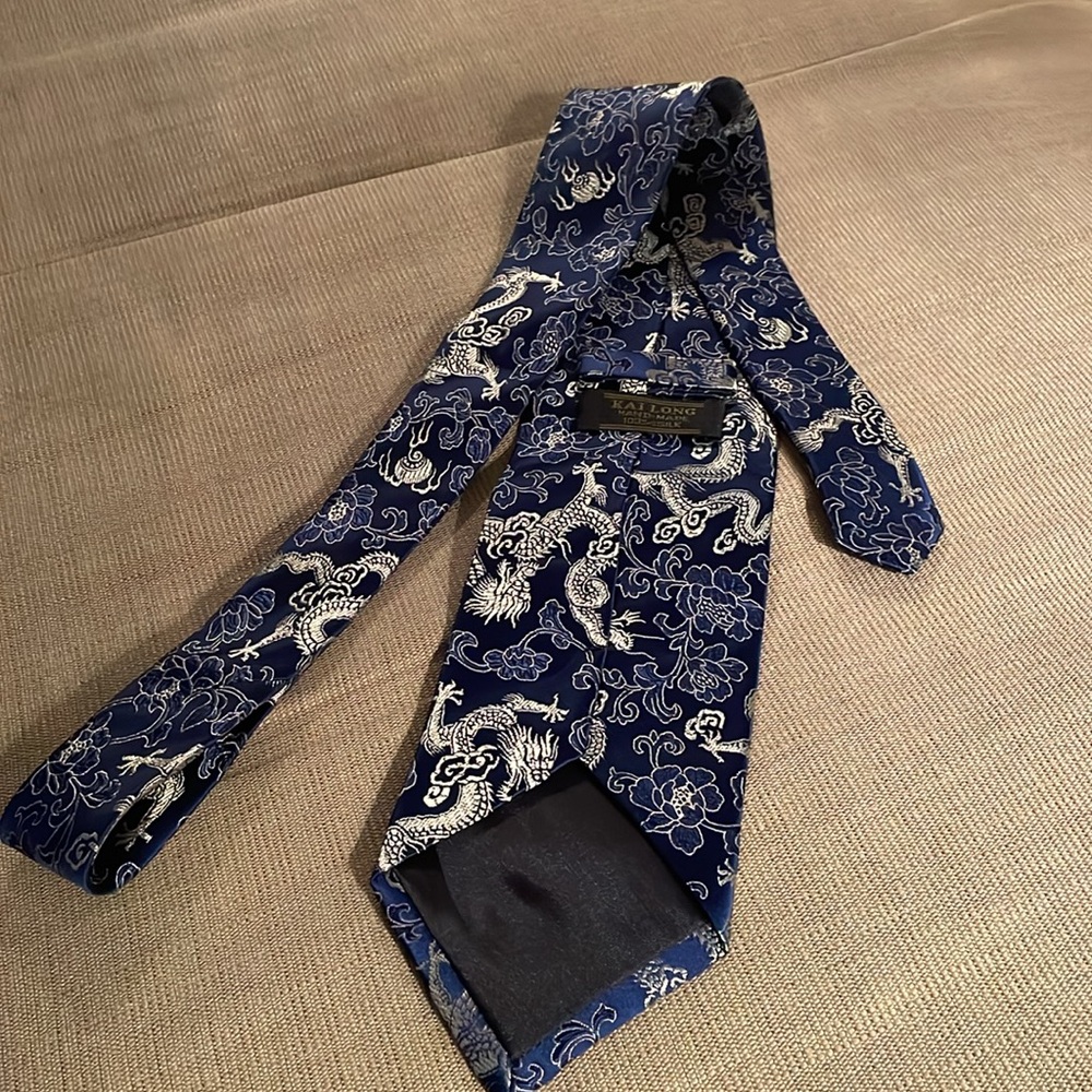 Kai Long Elegant Blue Patterned Tie - image 7